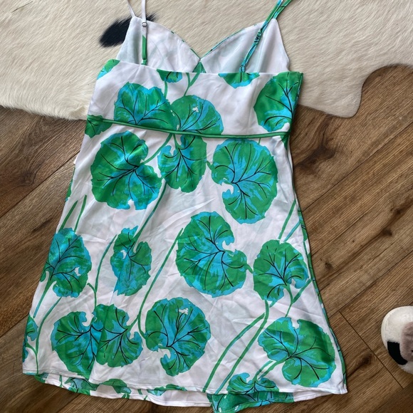 Diane von Furstenberg Geranium Leaf Short Satin Slip Dress - Picture 12 of 12